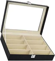 [ROMISBABA] Slot Eyeglass Storage Box PU Leather Organizer for Sunglasses Accessories Durable Glasses Display Case Multi Purpose Collector Space Saving Design for Nightstands Dressers