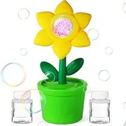 Toyvian Sunflower Bubble Machine for Automatic Bubble Blower with Lights Music Outdoor for Parties Picnics