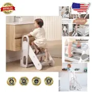 Durable Foldable Kids Ladder - Safe Adjustable Stool for Kitchen & Bath