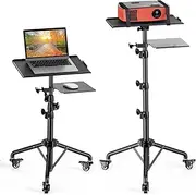 Projector Stand with Wheels, Laptop Tripod Stand with Bag, Rolling Laptop Stand with Mouse Tray, Height Adjustable Projector Tripod for Laptop, Projector, DJ, Sheet Music
