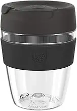KeepCup Traveller Light, Reusable Coffee Cup Travel Mug - Lightweight Plastic with Leakproof Sipper Lid - 12oz / 340ml - Black Clear