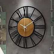 1st owned Wall Clocks for Living Room Decor,24" Vintage,Round Silent Non Ticking,Black Metal,Modern Wood Clocks for Home Bedroom,Kitchen,Garden,Office,Cafe,Modern Wall Decoration -Roman Numerals
