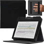 Double Stand Case for 7'' Kobo Libra Colour/Libra 2 With Auto Sleep&Wake, Double Hand Strap, Magnetic Closure - Fits Kobo e-Reader (Gentleman Black)