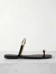 [AMANU] AMANU - The Samburu Embellished Leather Sandals - Black - US12 US 12 Black