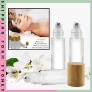 UP 300x10ml Glass Roll on Bottles Roller ball Plastic Wood lids Essential Oils