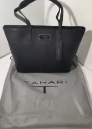 TAHARI Tote Black Saffiano Man Made Leather Style #TN1769/P08 NWT In Packaging