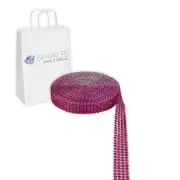 Fuchsia 4 Row Diamond Rhinestone Ribbon Trim Mesh Wrap 2 Yards - Wedding bp