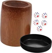 TOBBOMEY Bamboo Dice Cup Set Sturdy Entertainment Supplies for Game Nights Bar Dice Shaker with Base