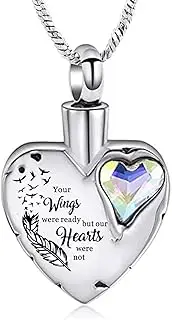 DOTUIARG Crsytal Heart Cremation Necklace for Ashes of Loved Ones Keepsake Memorial Urn Jewelry Pendant