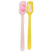 Set of 2 Silicone Mini Spatulas Yellow & Pink Easter Bunny Egg Tired Tray Decor