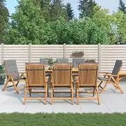 Garden Chairs, Reclining Garden Chairs with Cushions 8 pcs Solid Wood Teak