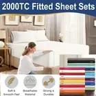2000TC Super Soft Fitted Sheet Set Pillowcase King/Queen/Double/K Single/Single