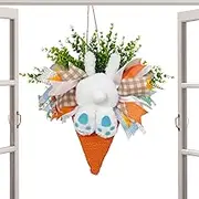 Fuuxtci Easter Wreaths for Front Door | Bunny Butt Ears Design Garland Artificial Floral Wreaths | 17.7 Inch Bunny Easter Garland for Wall Window Decoration