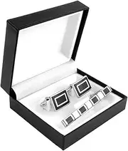 KUHBDIE Square Cufflink Tie Clip Set European and American Cufflinks
