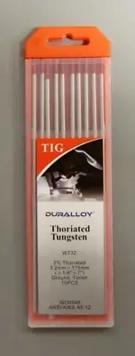 TIG Welding Tungsten's Electrode, Thoriated 2%, 3.2mm, 175mm, Red Tip (10 Pack)