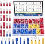 Glarks 355pcs 22-16/16-14/12-10 Gauge Mixed Quick Disconnect Electrical Insulated Butt Bullet Spade Fork Ring Solderless Crimp Terminals Connectors Assortment Kit