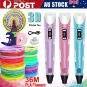 3D Printing Pen Set Doodle Printer Drawing 12 Colours PLA Filament Gift For Kids