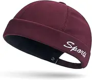 [QOHNK] Brimless Caps for Men and Women Retro Trendy Street Dance Hip-Hop Brimless Docker Cap for Men Skull Caps