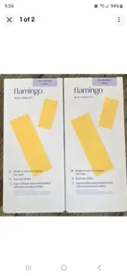 Flamingo Pubic Hair Wax Kit 2 Boxes (48 Wax Strips & 16 Post Wax Cloths Total)