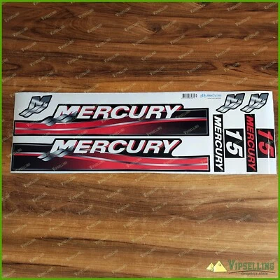 MERCURY Marine 15 HP Outboard Motor RED Laminated Decals Stickers Kit Set Boat