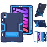 MCC Stylish Shockproof iPad mini 6 2021 Case Cover Heavy Duty Kids Apple [Dark Blue+Blue]