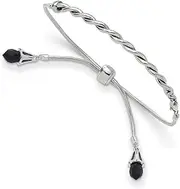 [JewelryWeb] 3.5mm 925 Sterling Silver Twisted Polished Fold over Adjustable Reflections Blue Crystals Adj. Bracelet Link-Bracelet for Women