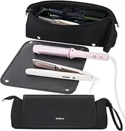 Hair Tools Travel Bag, Removable Fireproof Mat, 2-in-1 Portable Organizer, Large Capacity Hot Tools Travel Bag for Flat Irons, Curling Irons, Hair Dryers, Black