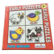 Early JIGSAW Puzzle FARM ANIMALS Educational TODDLER PRESCHOOL Toy KIDS Set of 4