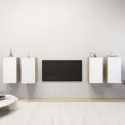 NNEVL TV Cabinets 4 pcs White and Sonoma Oak 30.5x30x60 cm Chipboard