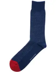 [Simon De Winter] 1 Pair Textured Maze Cotton Crew Men's Socks in Navy