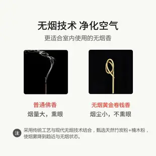 卷錢香無煙無味黃金勾財招財香財神爺香家用拜佛禮佛觀音供佛檀香