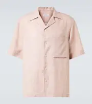 [Loro Piana] Loro Piana Federico linen bowling shirt UK 16 pink