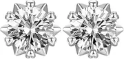 [Street Knitted] Brilliant Round Cut Men Women Classic White Gold Plated 925 Sterling Silver Iced Cz Halo Solitaire Stud Earrings Screw Back Stud Circle Earrings 8 Millimeters Unisex Small Earring Studs, Small,