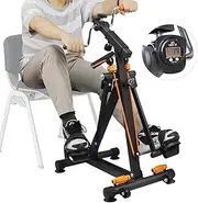 Arm and Leg Pedal Exerciser for Seniors - Seated Pedal Exerciser with Leg Swing Exercise, Arm Rope Pull Exercise&Foot Massage, Stroke Recovery Pedal Exercise Equipment for Elderly, with Digital