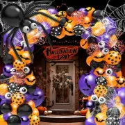 126 PCS Halloween Balloon Garland Arch Kit, Purple Orange and Black Confetti Bal