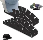 2 Pcs Acrylic Hat Organizer Acrylic Hat Stand for Baseball Caps Hat Display Stand Holds Up to 7 Caps No Install Hat Holder Storage Organizer for Bedroom Closet Dresser Office (2PCS Black)