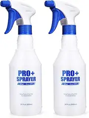 Airbee Plastic Spray Bottle 2 Pack 16 Oz, Professional Heavy Duty Empty Spraying Bottles Sprayer Cleaning Solutions, Mist Water Bottles for Planting Pet with Adjustable Nozzle and Measurements