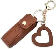 [YangQian] Chapstick Holder Key Chain Portable Leather Lip Balm Keychain Holder with Mirror Charm for Bag Purse Handbags Charms for Girl