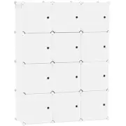 Cube Storage Organizer with Doors, 12-Cube Shelves, Closet Cabinet, DIY Plast...