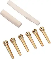 Kisangel Brass Saddle and Nut Kit for Acoustic Guitar Parts Replacement Bovine Bone Slotted Set Compatible with String Folk Guitars Enhance Tone and Resonance for Better Sound