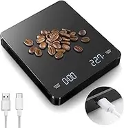 Digital Coffee Scale with Timer,Rechargeable Kitchen Food Coffee Scale, 3kg/0.1g High Precision Digital Drip Coffee Scale, Kitchen Food Scale with Invisible Screen, Measures in g/oz/ml