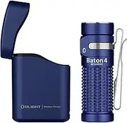 OLIGHT Baton4 Premium Edition Compact Handheld Torch Max 1300 Lumens with Charging Box Pocket-Size for Household and Mountaineering (Regal Blue)