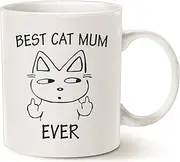 Mothers Day Funny Cat Mum Coffee Mug Gifts for Cat Lovers, Best Cat Mum Ever Best Cute Christmas for Mum Porcelain Cup White 11 Oz