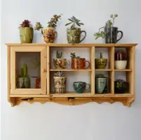 在飛比找樂天市場購物網優惠-實木復古收納牆壁置物架杯子茶葉具桌邊擱板牆上裝飾創意壁掛吊櫃