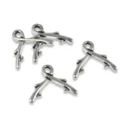 4 Silver Vine Briolette Bails -Crystal Bead Holders & Pendant Converters