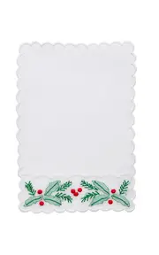 [TAF Firenze] Set-of-Six Holly Hand-Embroidered Linen Cocktail Napkins