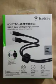 Belkin Boost Charge Pro Flex USB-C Cable with Lightning Connector 2 Meters Black