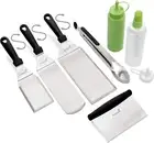 Metal Spatula and Scraper Set - Griddle Accessories Kit - Grill Tongs Flat Spatu