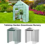 Walk-in Greenhouse Cover Waterproof PE Replacement Cover w/ Roll-up Zipper Door༄