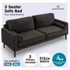 New Sarantino 3 Seater Faux Velvet Sofa Bed Couch Furniture Lounge Suite - Black